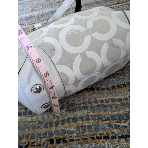 Coach Op Art Peyton Carryall Satchel Bag Tote 14515 Purse Handbag Cream Beige Ja - Picture 8 of 12